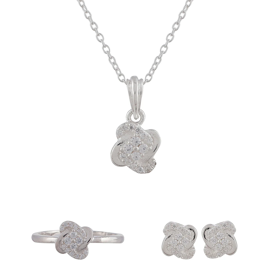 Shiny CZ Studded 925 Sterling Silver Designer Box Set - Image 3