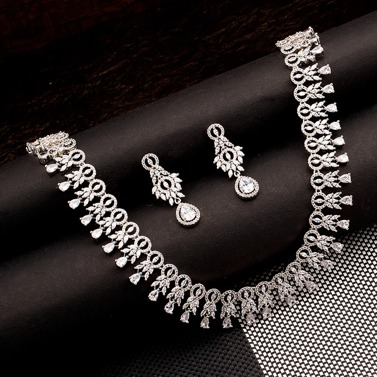 Shiny White CZ Necklace Set