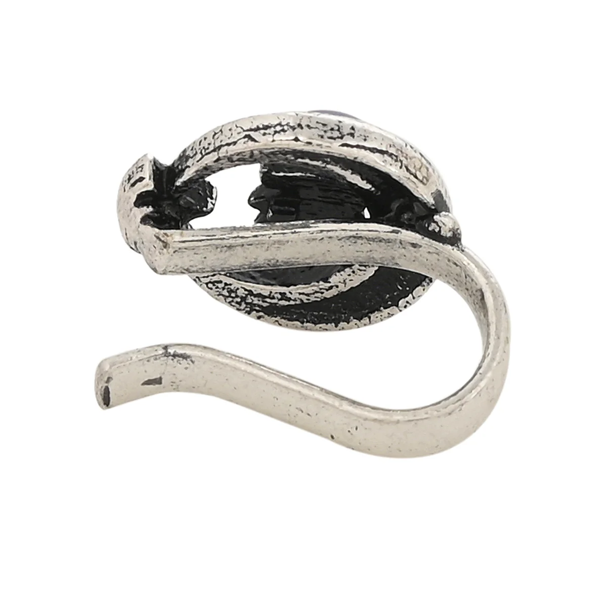 Shwet Kamal Enamelled Bohemian Silver Plated No Piercing Nose Pin - Image 4