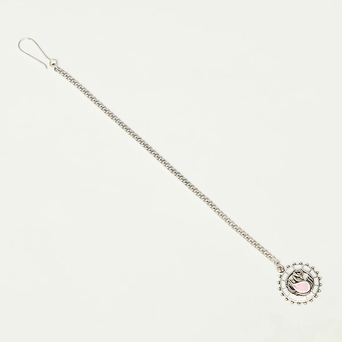 Shwet Kamal Peacock Motif Adorned Silver Plated Maang Tika - Image 4