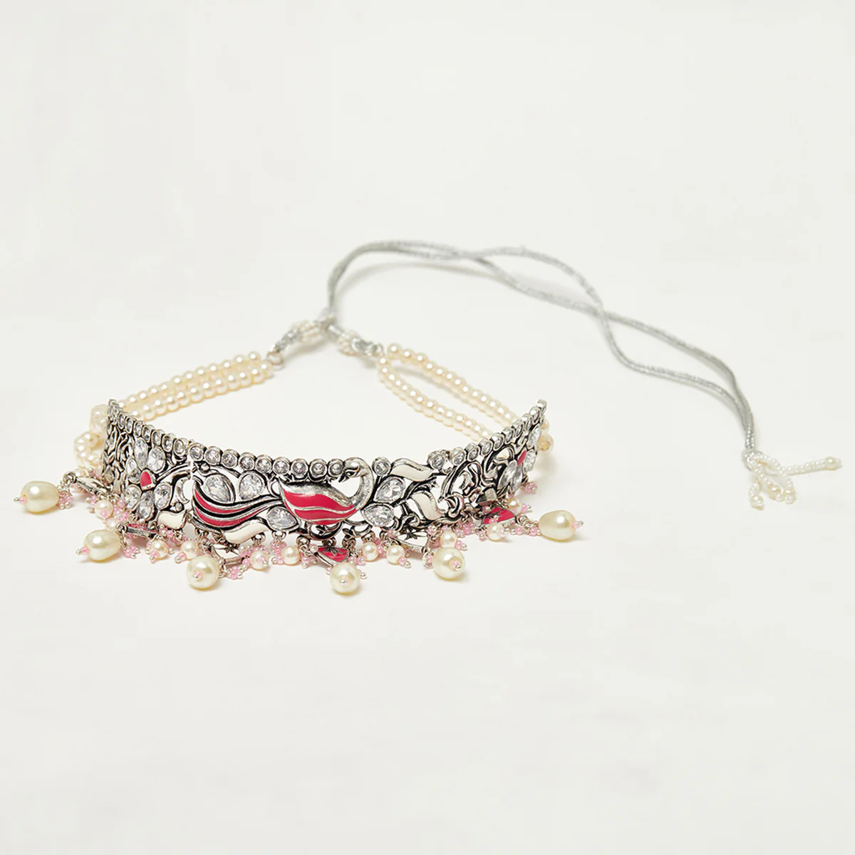 Shwet kamal Silver Necklace with Earrings - Image 3