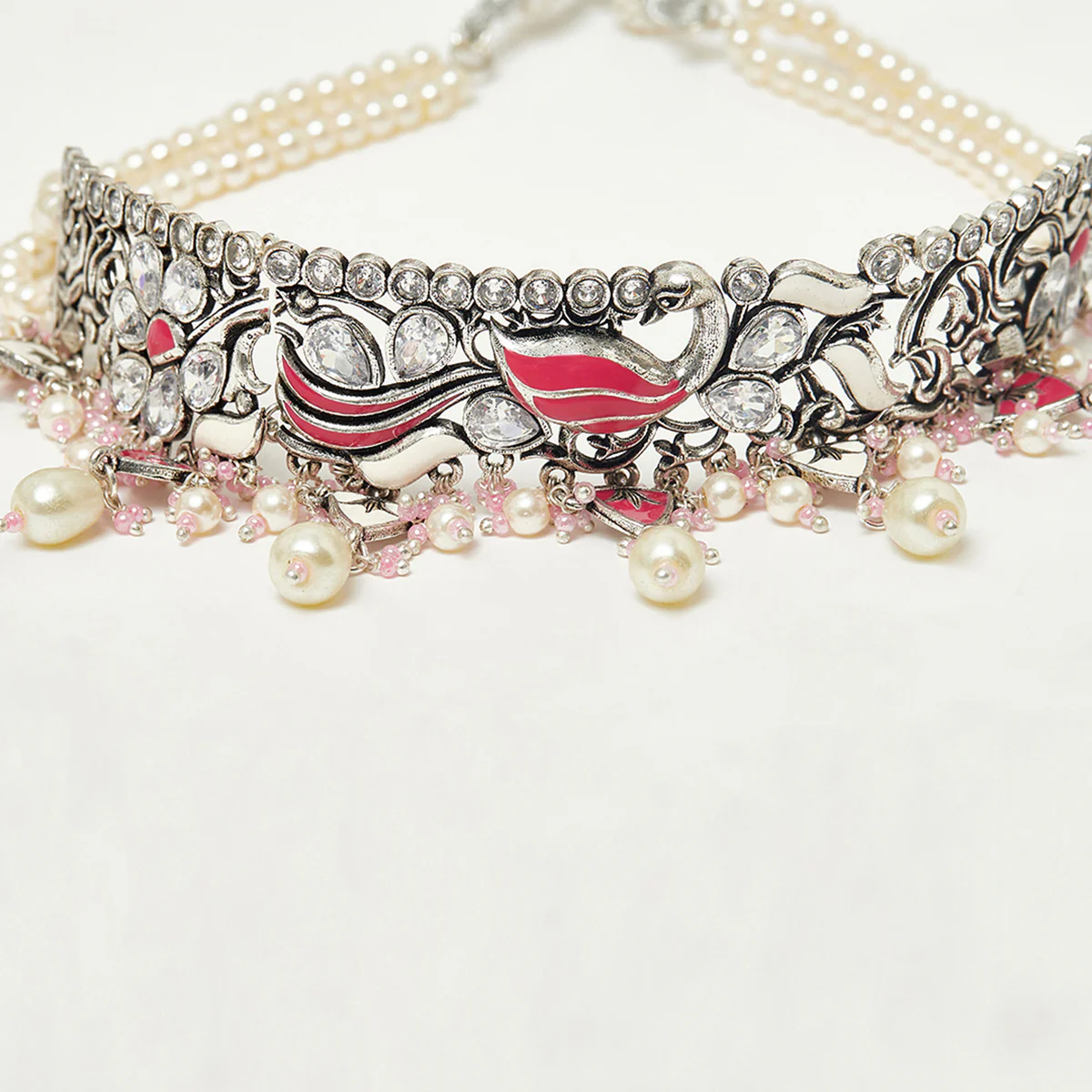 Shwet kamal Silver Necklace with Earrings - Image 4