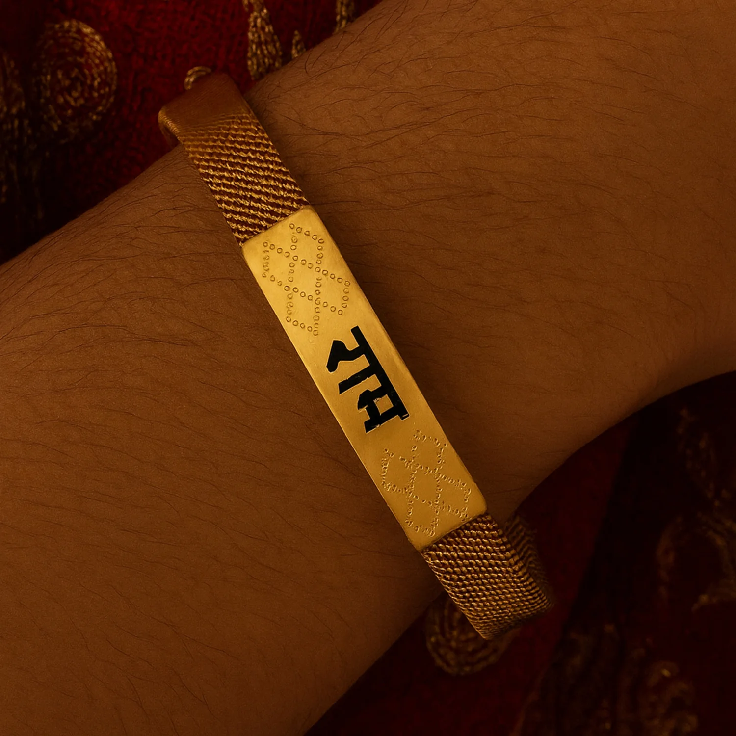 Signature Divine Gold Cuff Mens Bracelet - Image 2