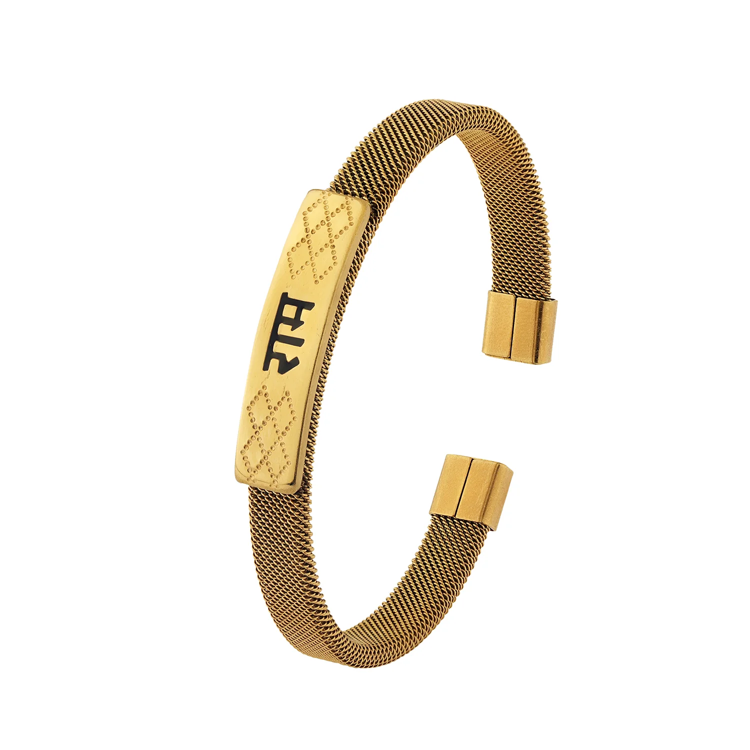 Signature Divine Gold Cuff Mens Bracelet - Image 3