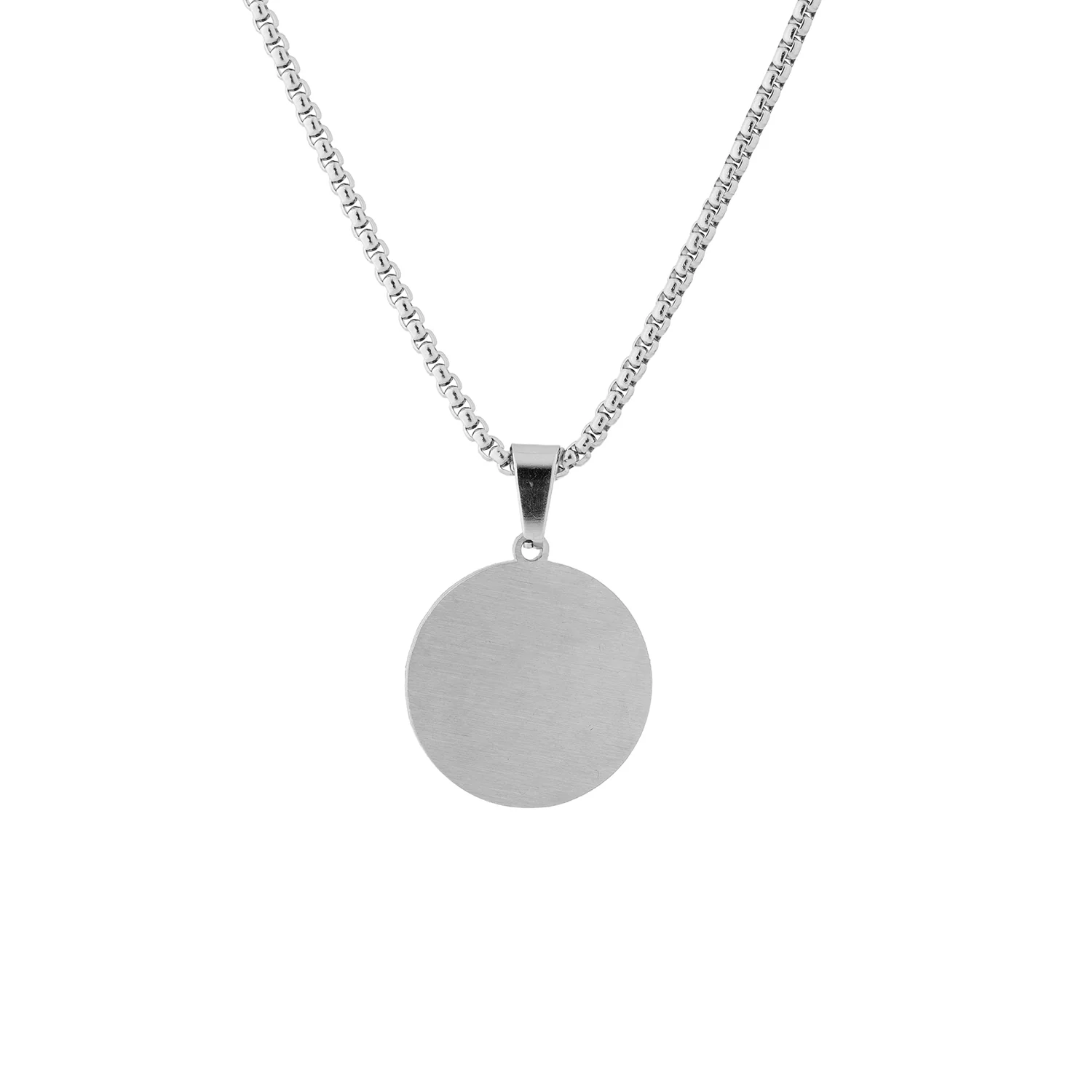 Signature Lunar Disc Silver Pendant Necklace For Men - Image 4