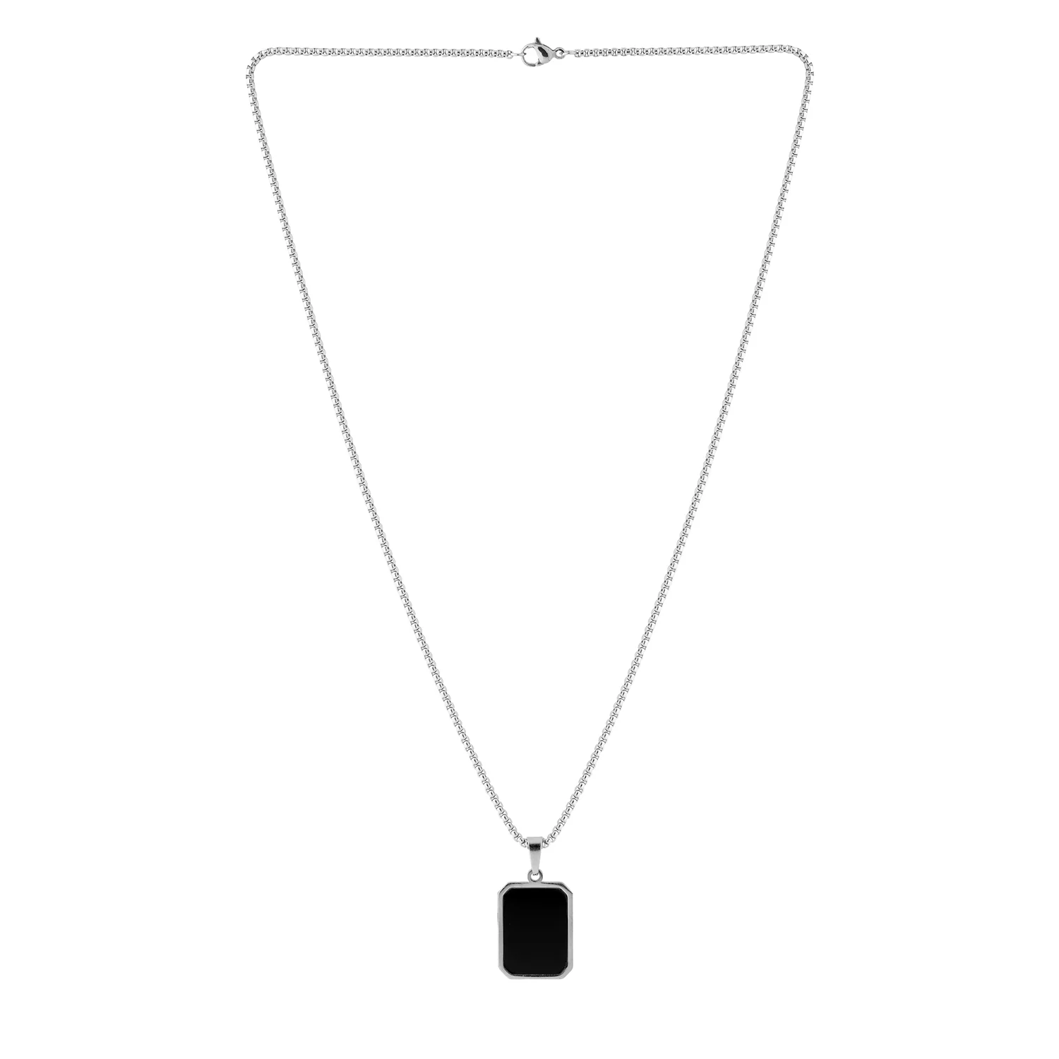 Signature Noir Loop Silver Pendant Necklace For Men - Image 3