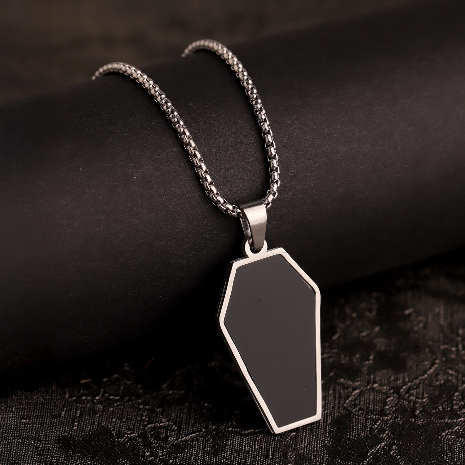 Signature Shadow Crest Silver Pendant Necklace For Men