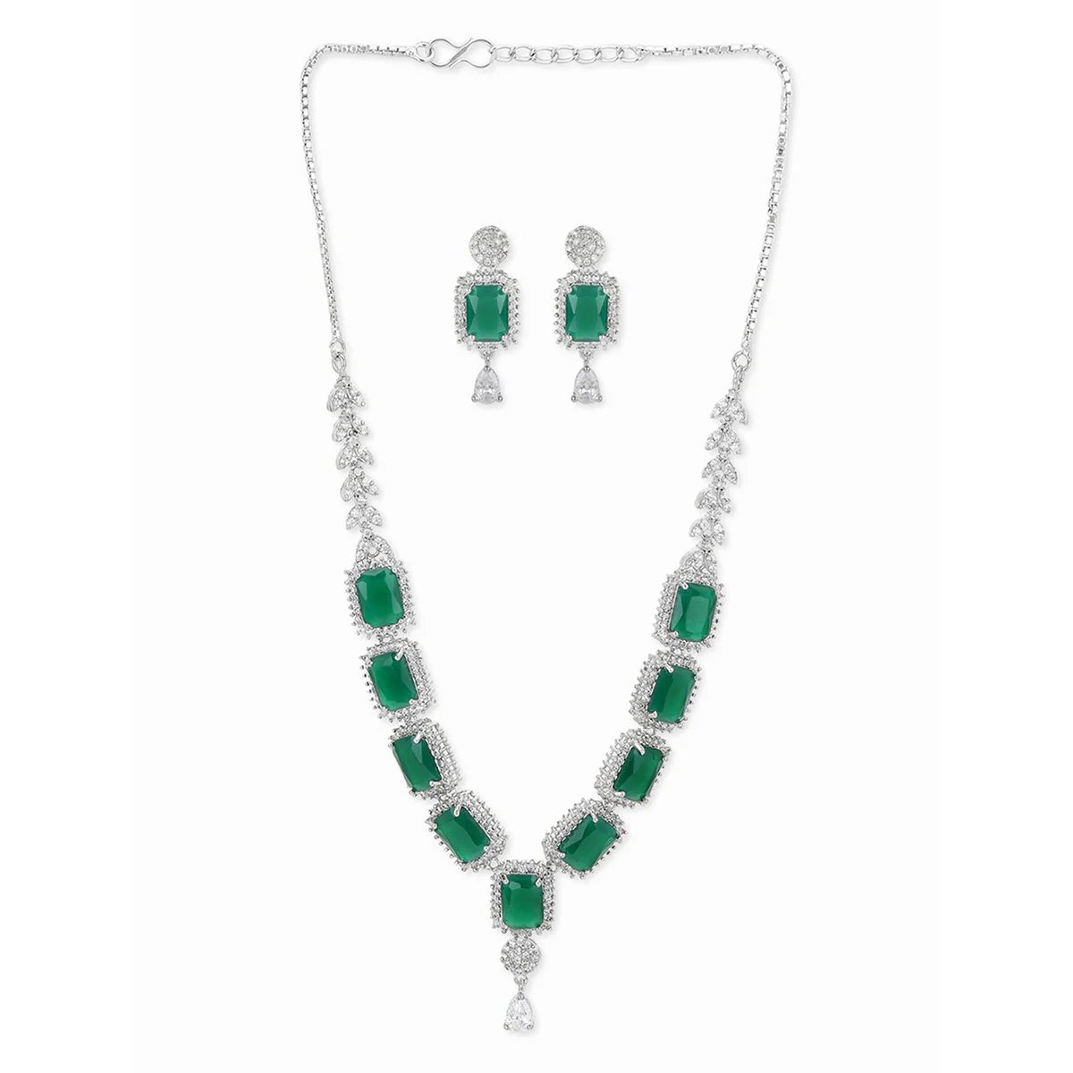 Sparkling Elegance Green Stones Necklace Sets - Image 3