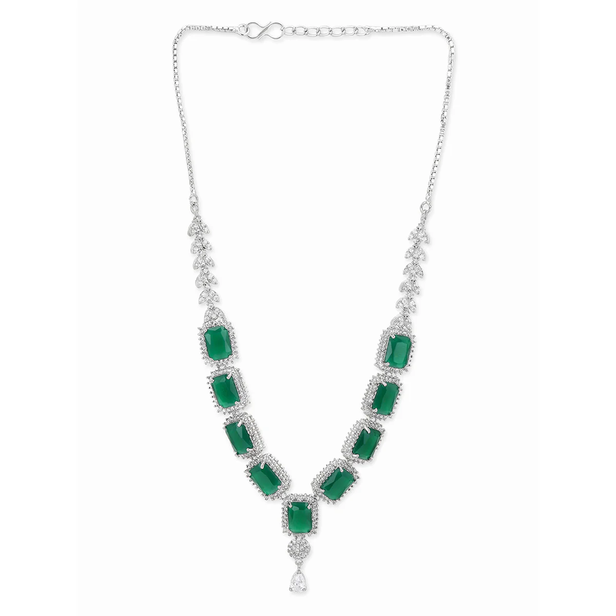 Sparkling Elegance Green Stones Necklace Sets - Image 4