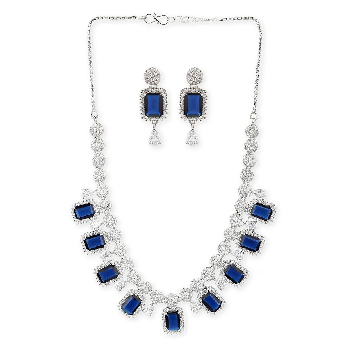 Sparkling Elegance Blue Stones Necklace Set - Image 3