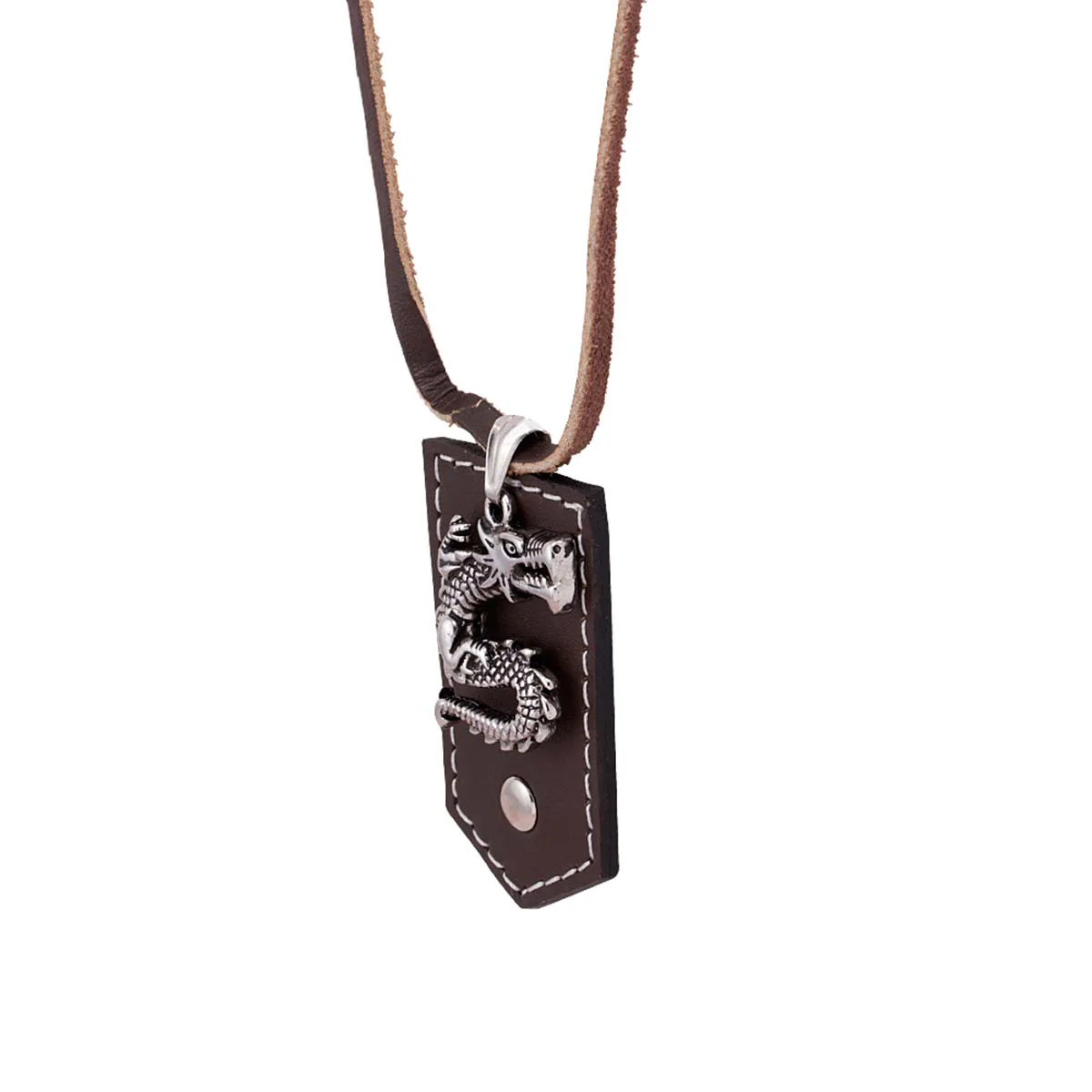 Silver Oxidized Dragon Designer Pendant With Chain - Image 4