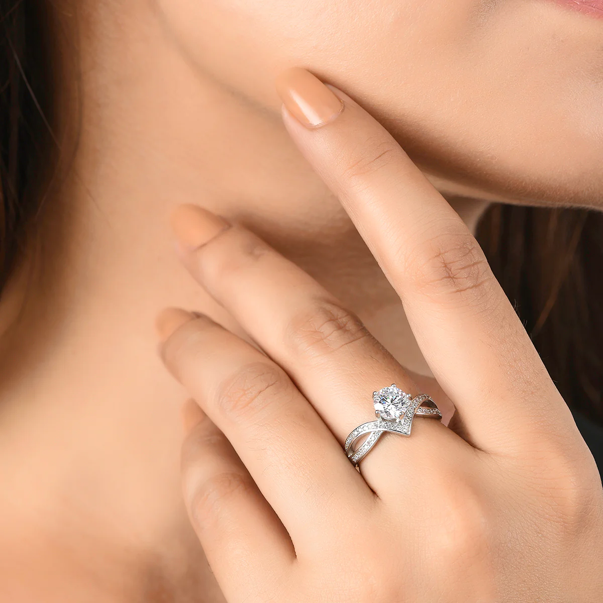 Silver Plated Crown Motif Round Cut Zircon Adorned Brass Ring - Image 2