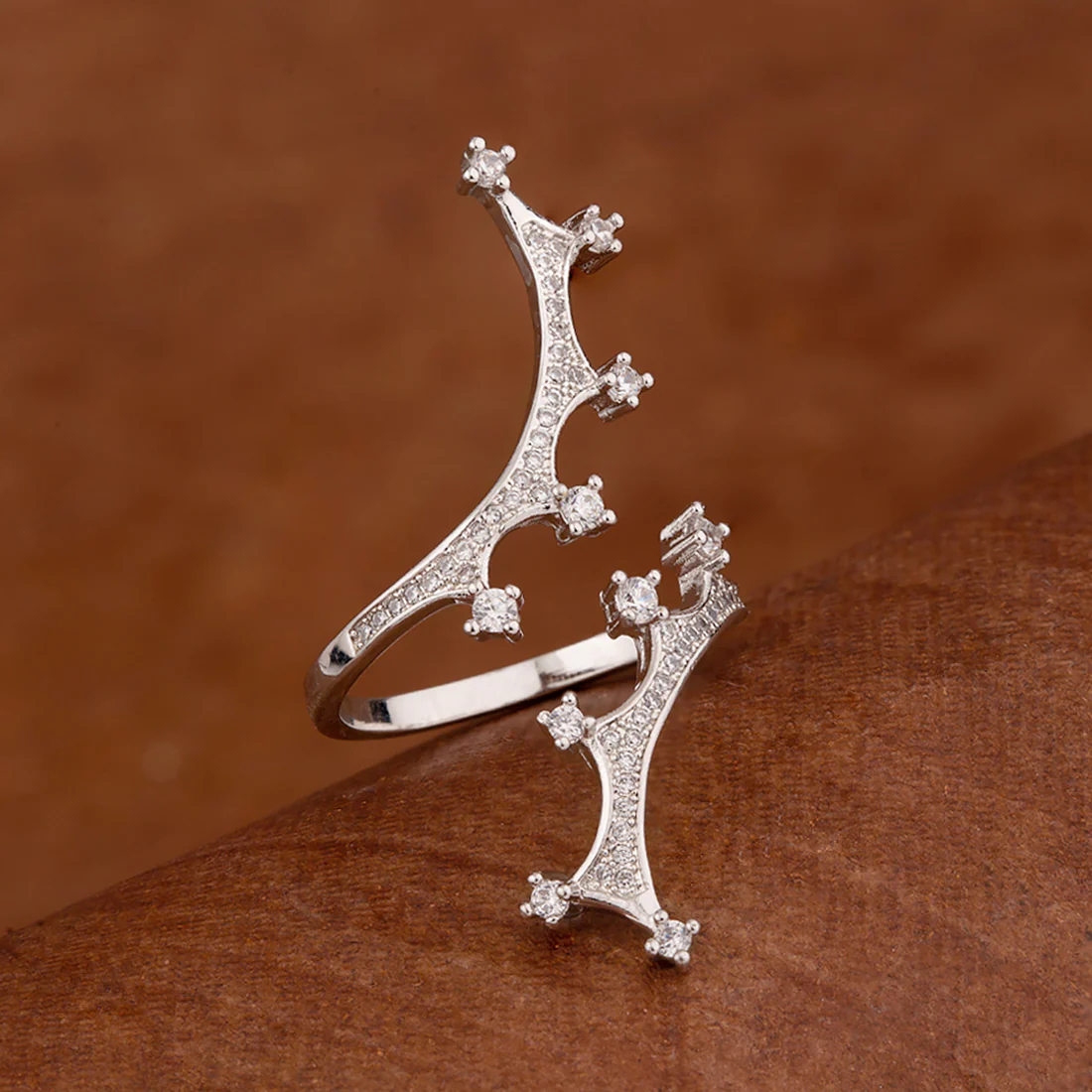 Silver Plated Crown Motif Ring