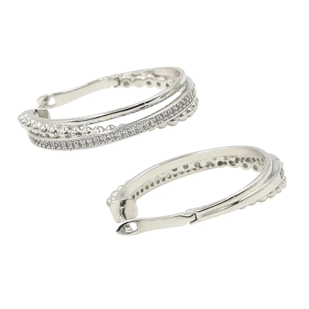 Silver Plated CZ Hoop Earrings - Image 4