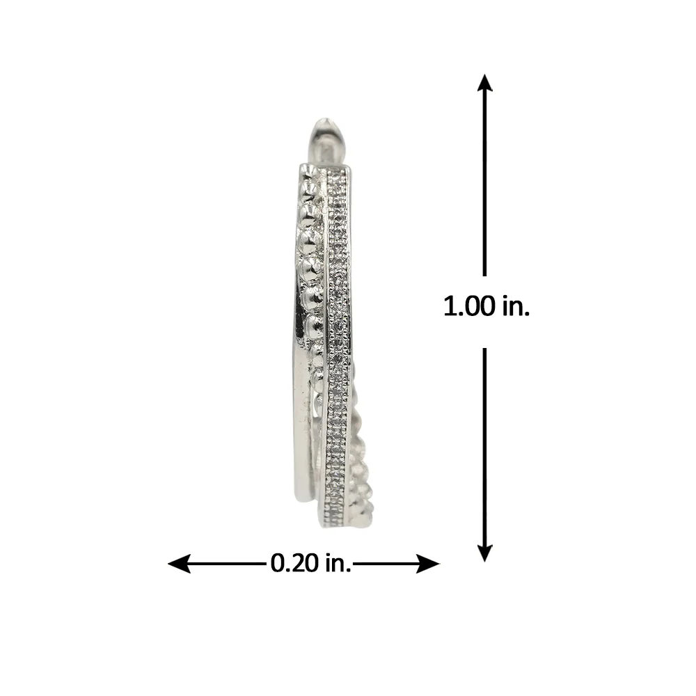 Silver Plated CZ Hoop Earrings - Image 5