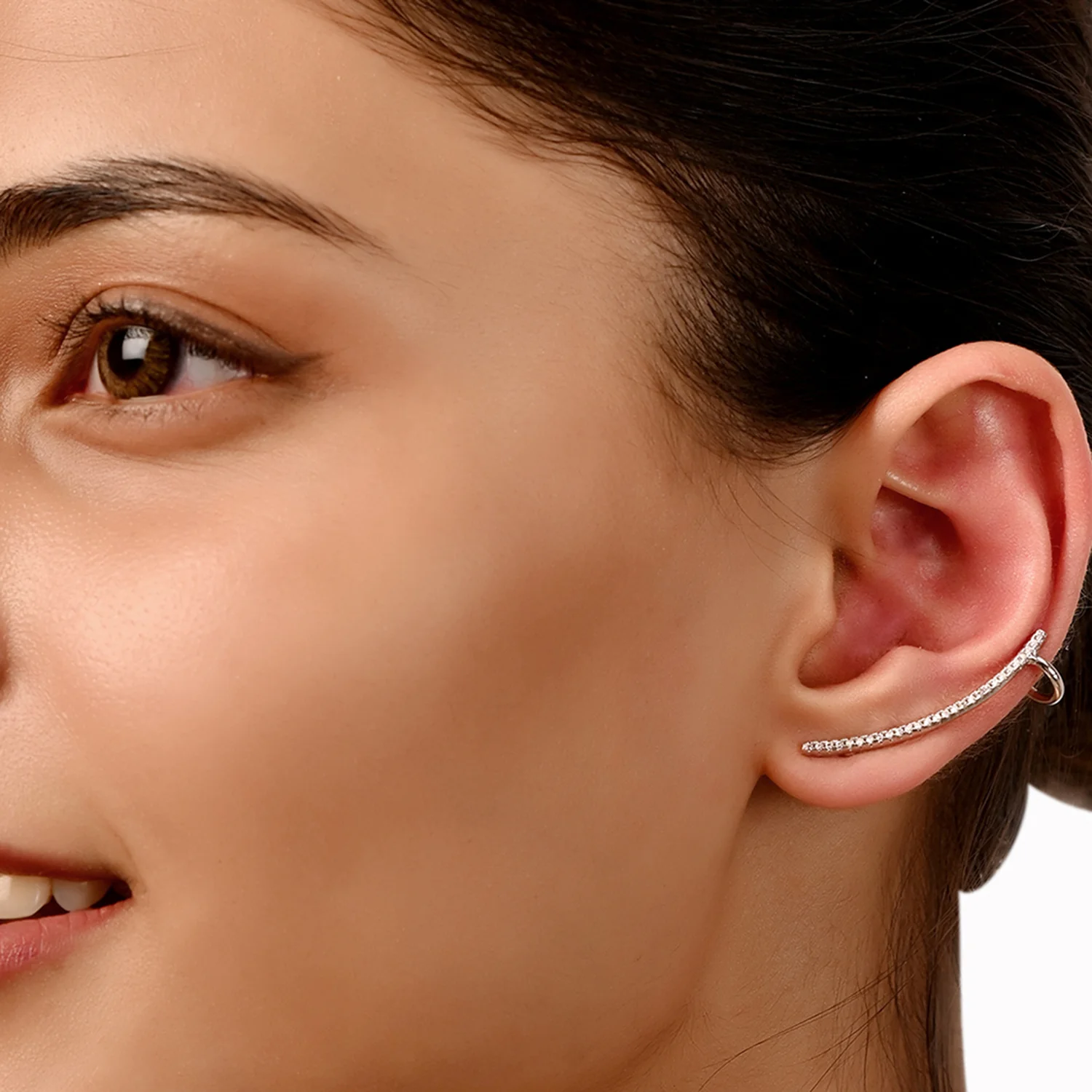 Silver Plated CZ Line Earrings - Image 2