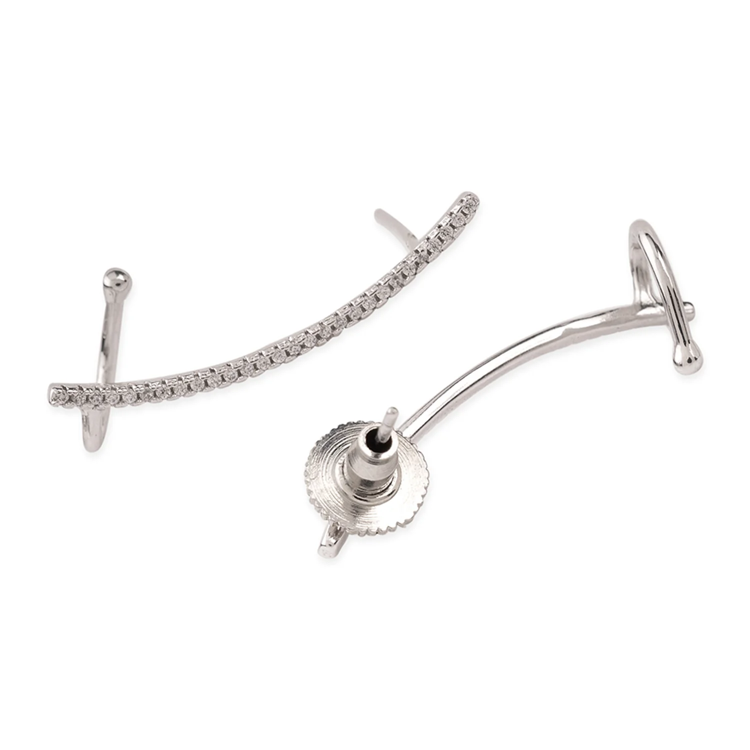 Silver Plated CZ Line Earrings - Image 4
