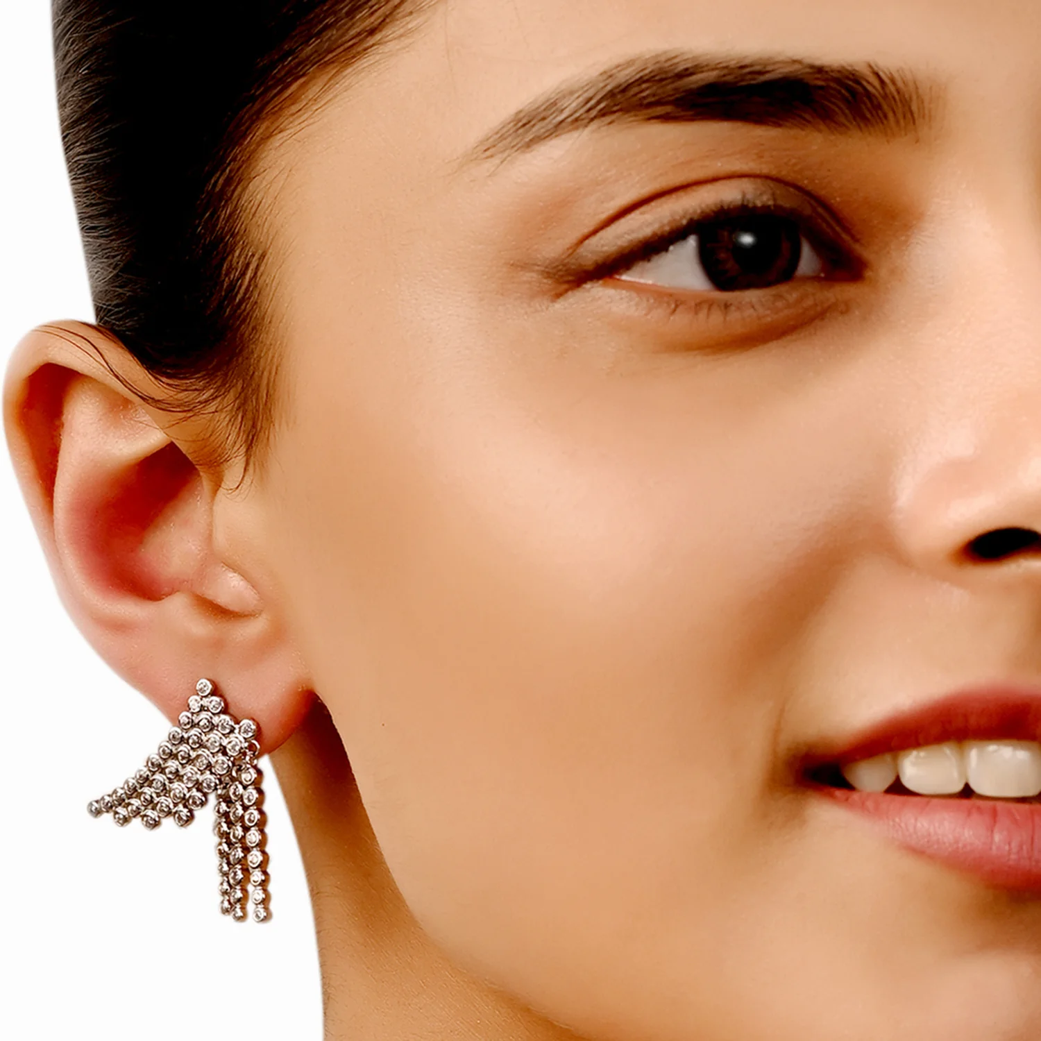 Silver Plated CZ Line Earrings - Image 2