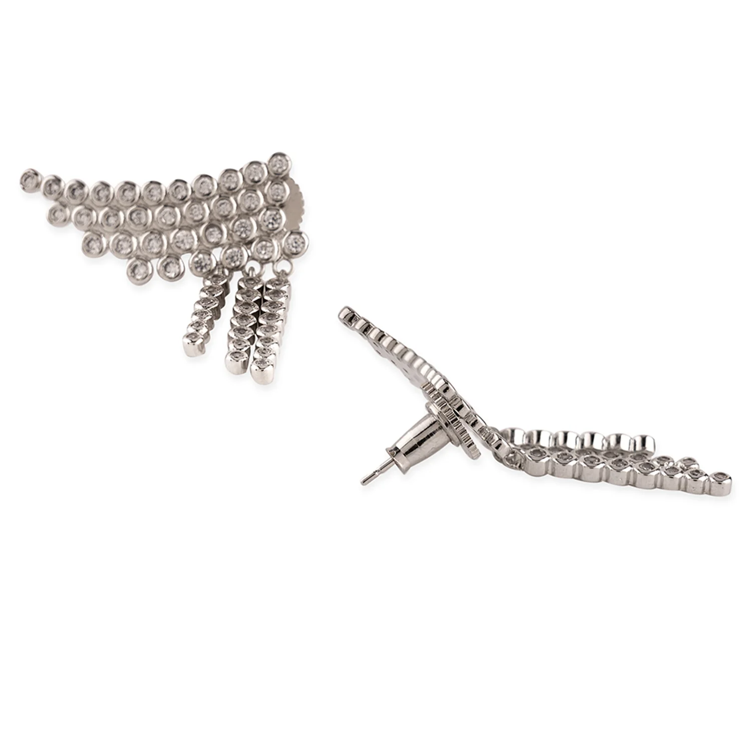 Silver Plated CZ Line Earrings - Image 4