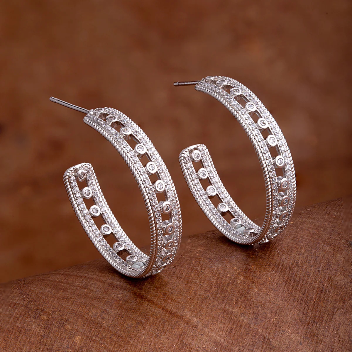 Silver Plated Open Bali Style Earrings