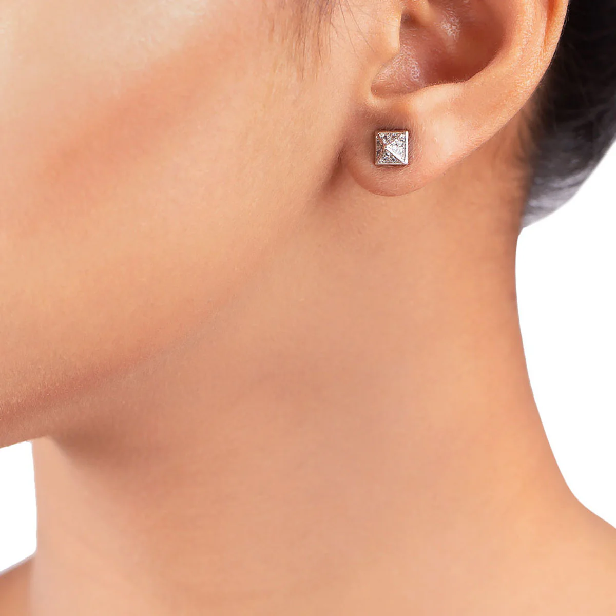 Silver Plated Pyramid Earrings - Image 2