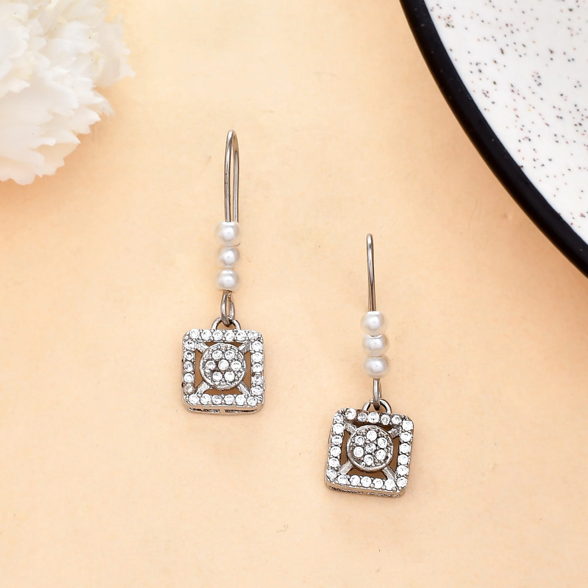Silver Plated Stylish Cz Earrings
