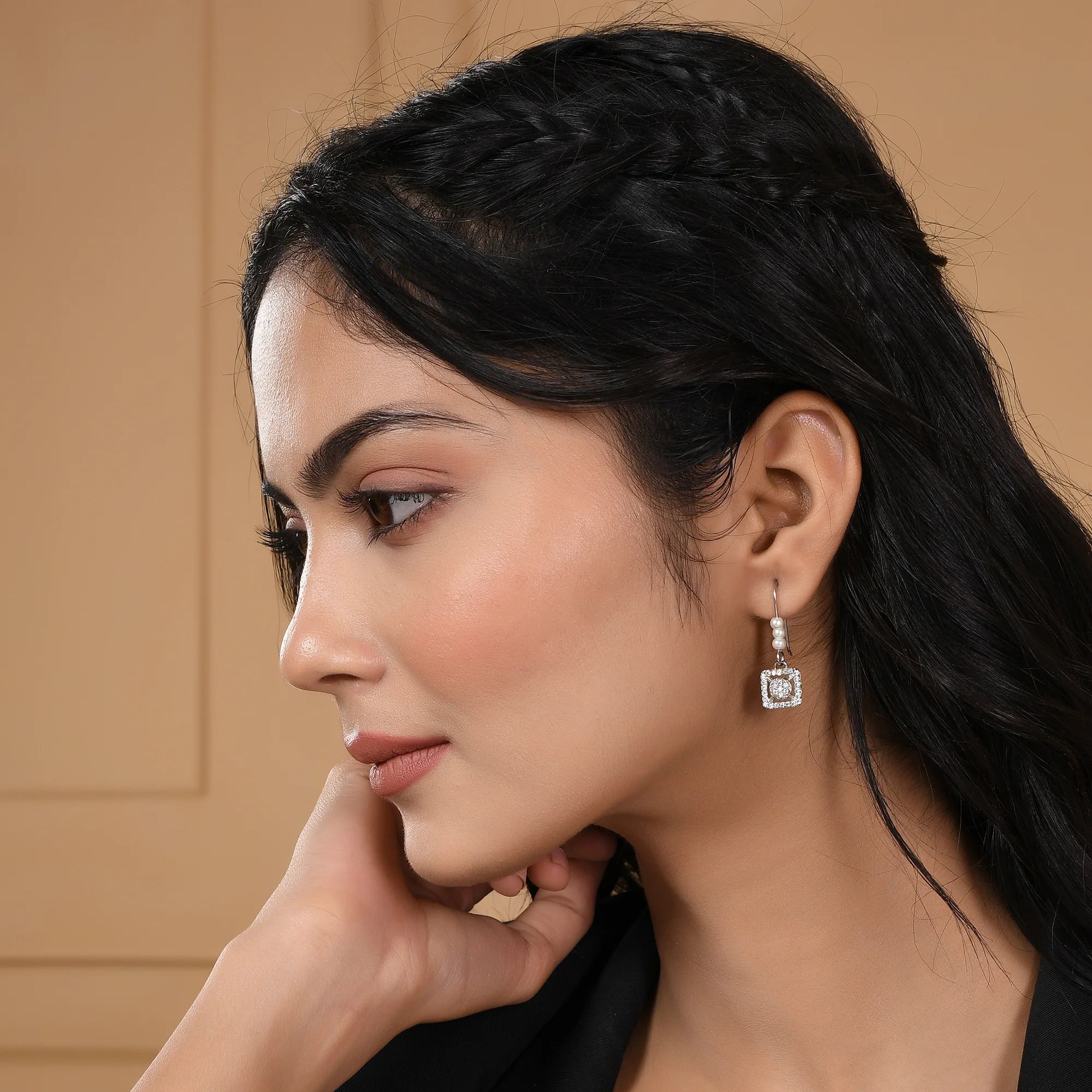Silver Plated Stylish Cz Earrings - Image 2