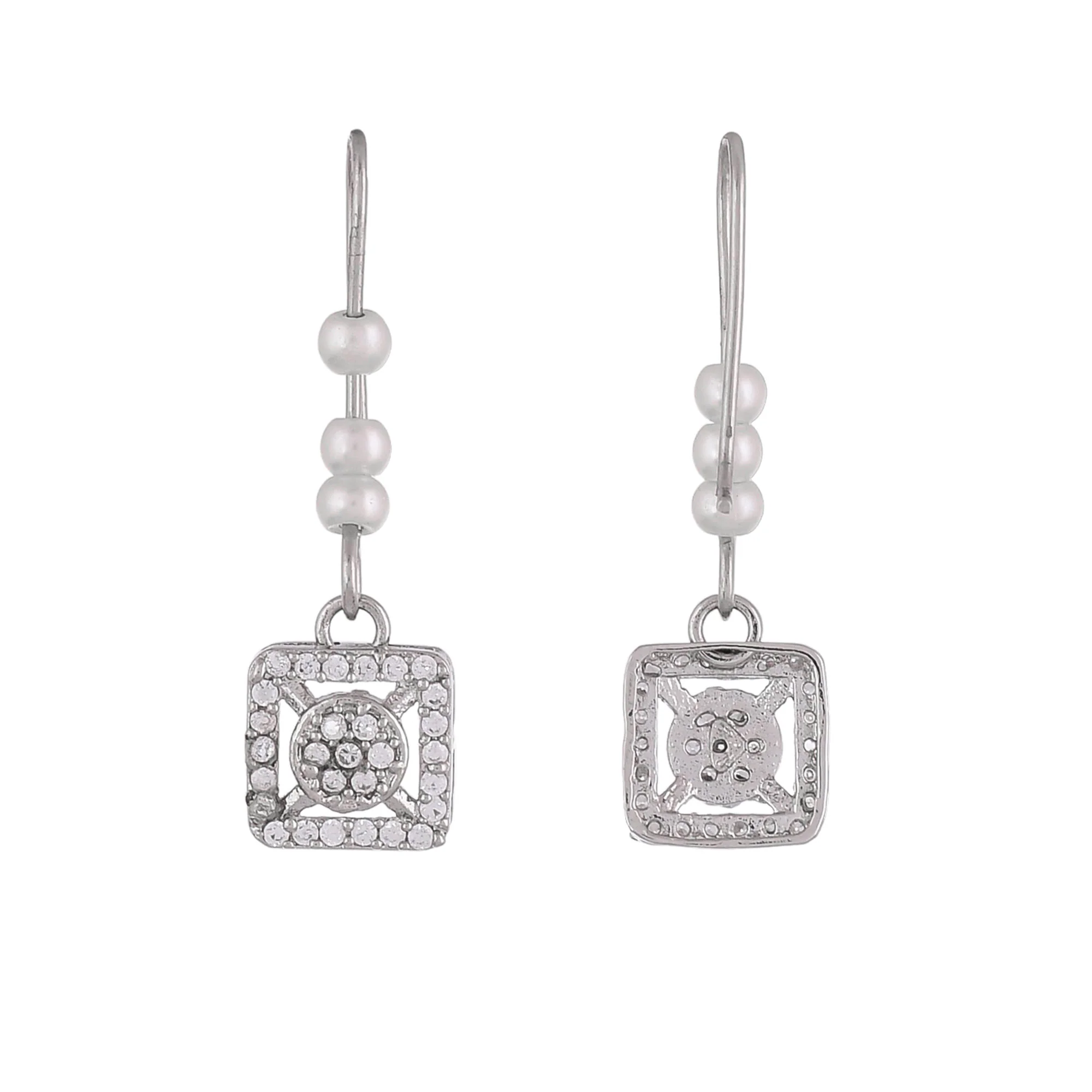 Silver Plated Stylish Cz Earrings - Image 6