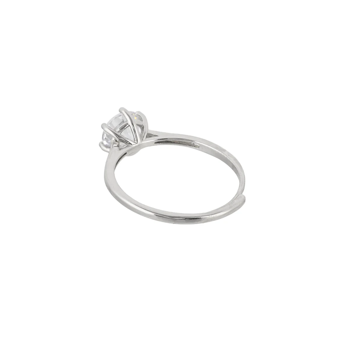 Silver Plated Thin Band Round Cut Zircon Brass Ring - Image 5