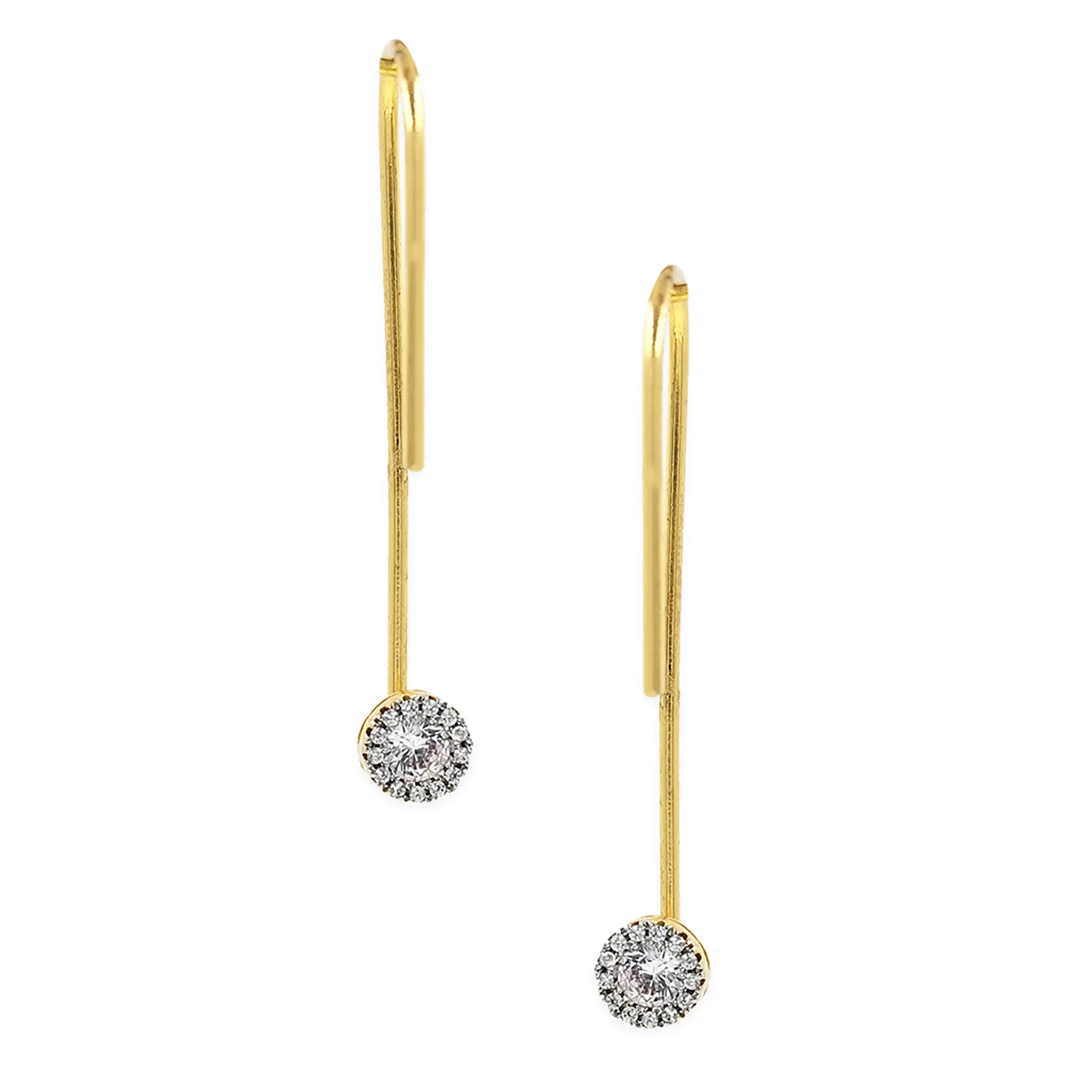 Sleek Gold Plated Long Earrings - Image 3