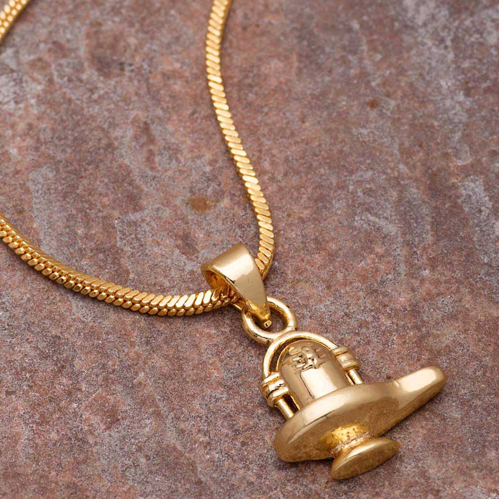 Sleek Gold Plated Shiv Ling Pendant - Image 2
