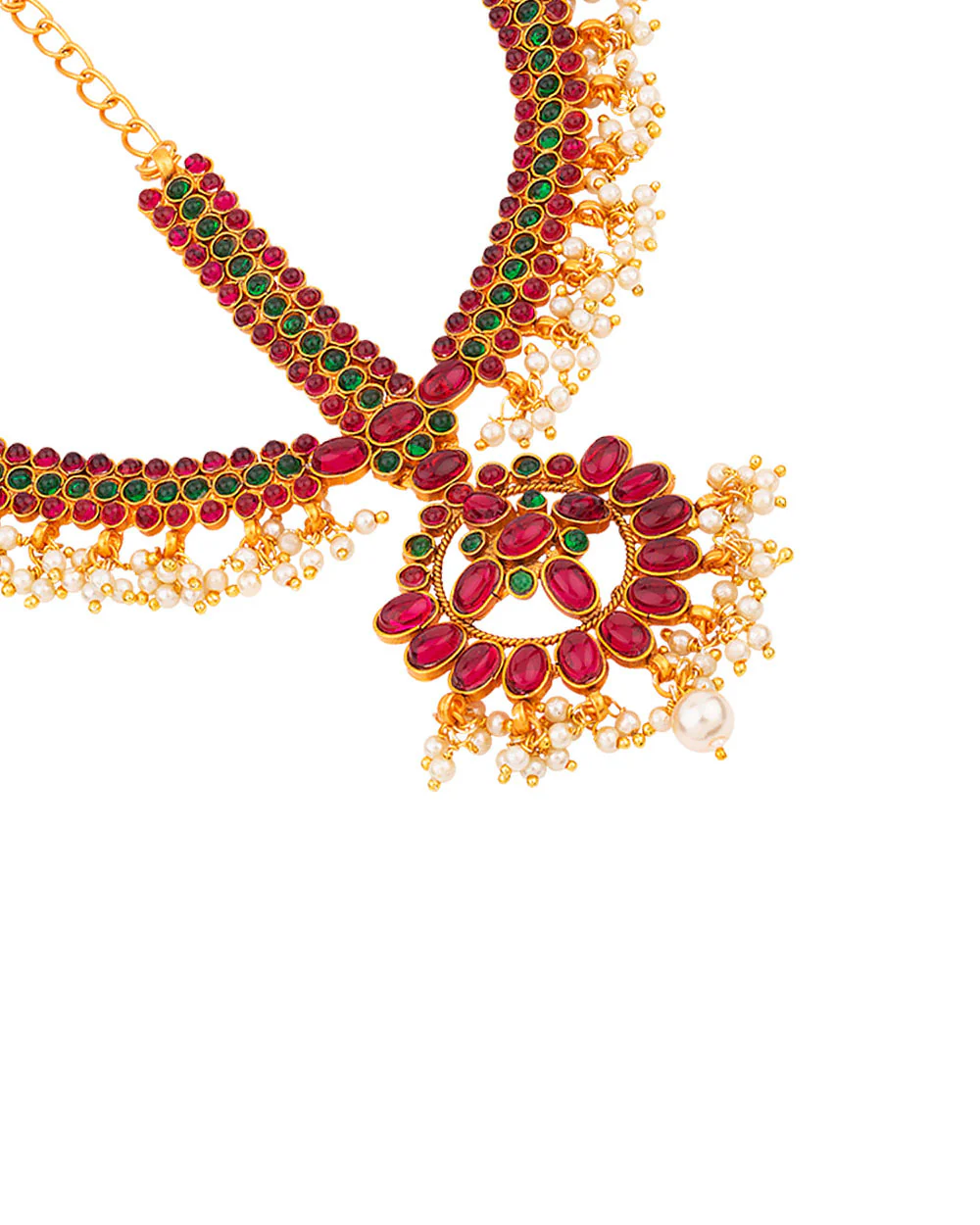 Southern Bling Pearl Embellished Floral Maatha Patti - Image 3