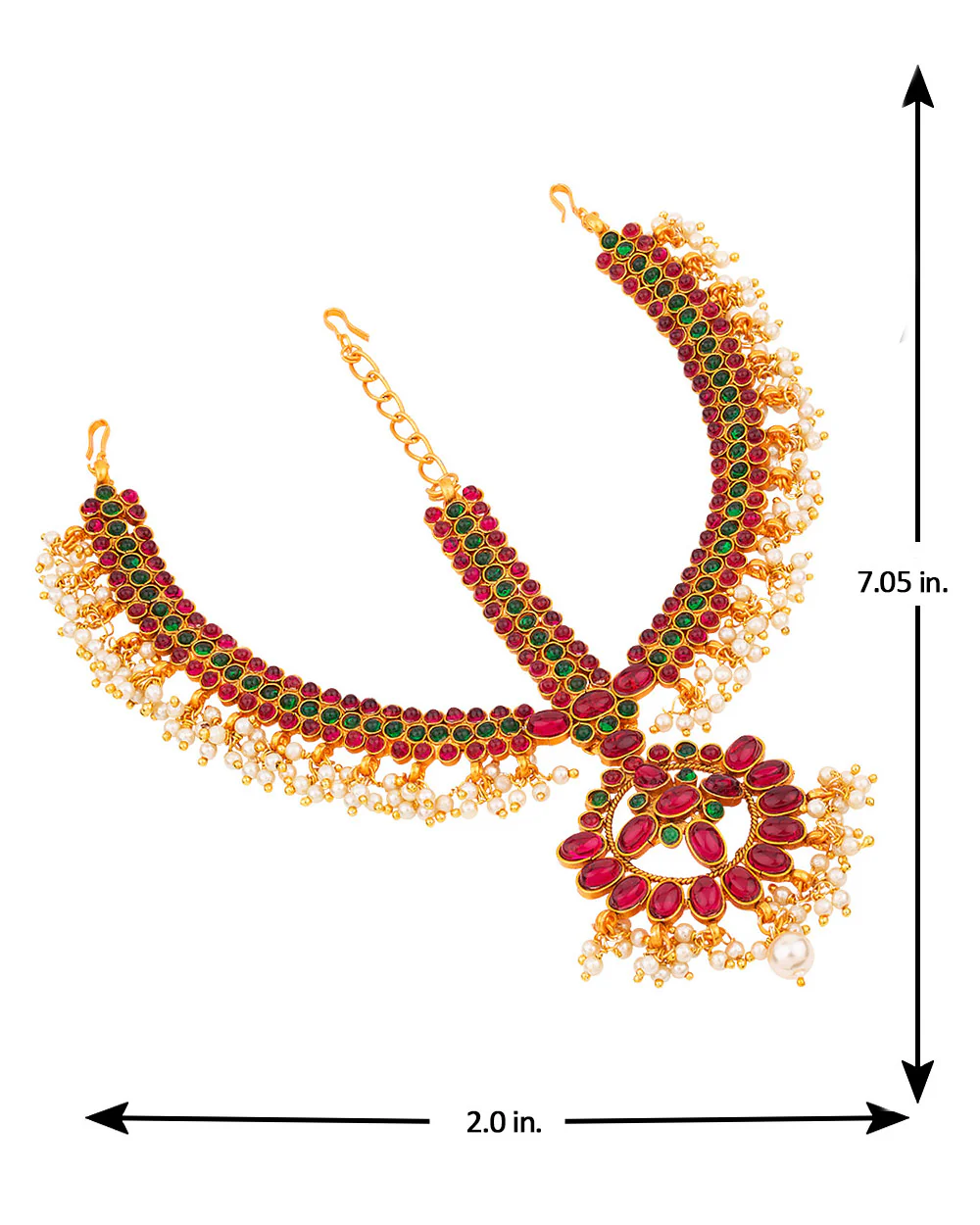 Southern Bling Pearl Embellished Floral Maatha Patti - Image 4