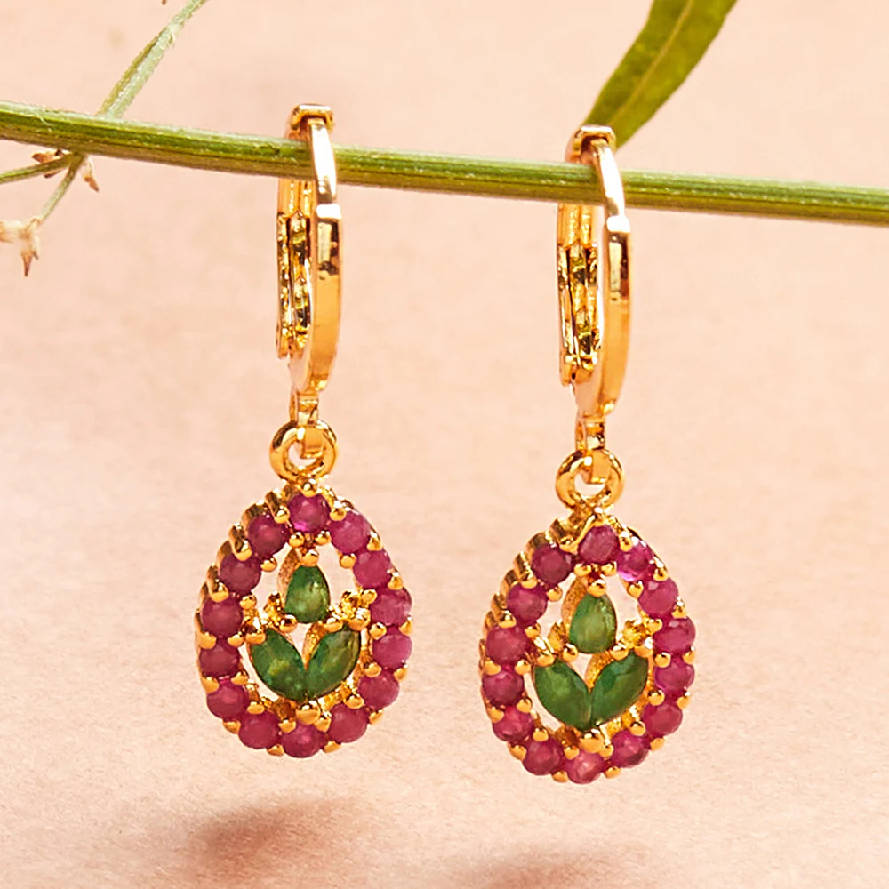 Spakling Essentials Pink & Green Designer Earrings