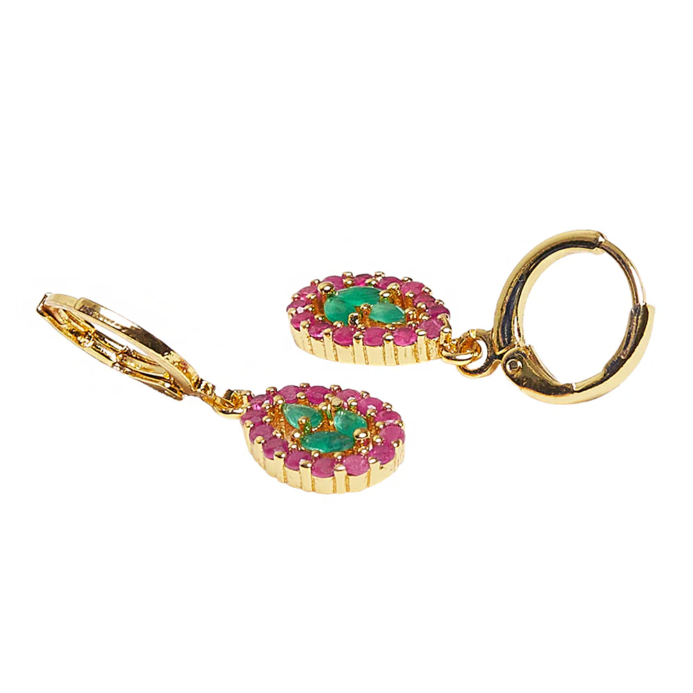 Spakling Essentials Pink & Green Designer Earrings - Image 4