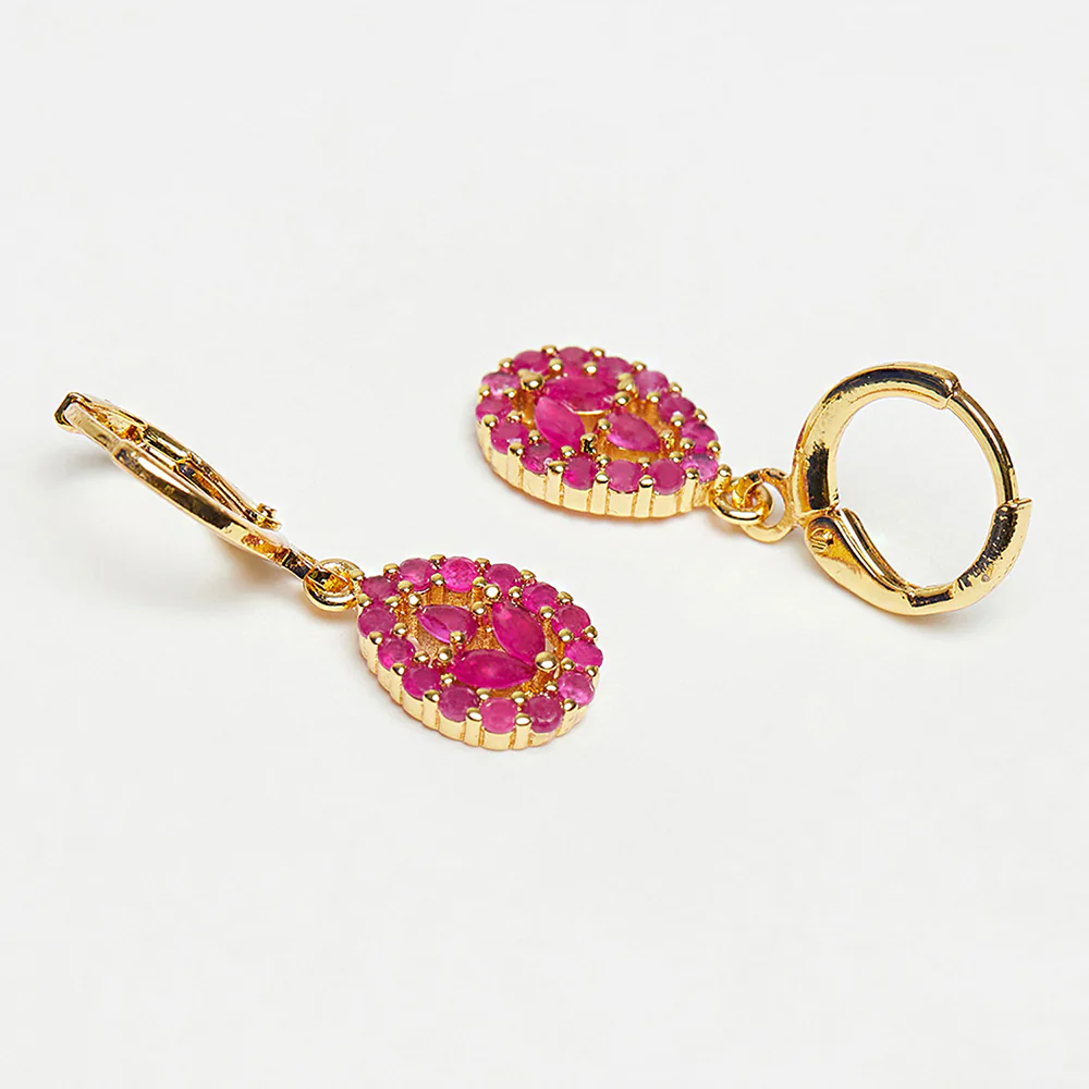 Spakling Essentials Pink Stone Studded Delicate Earrings - Image 4