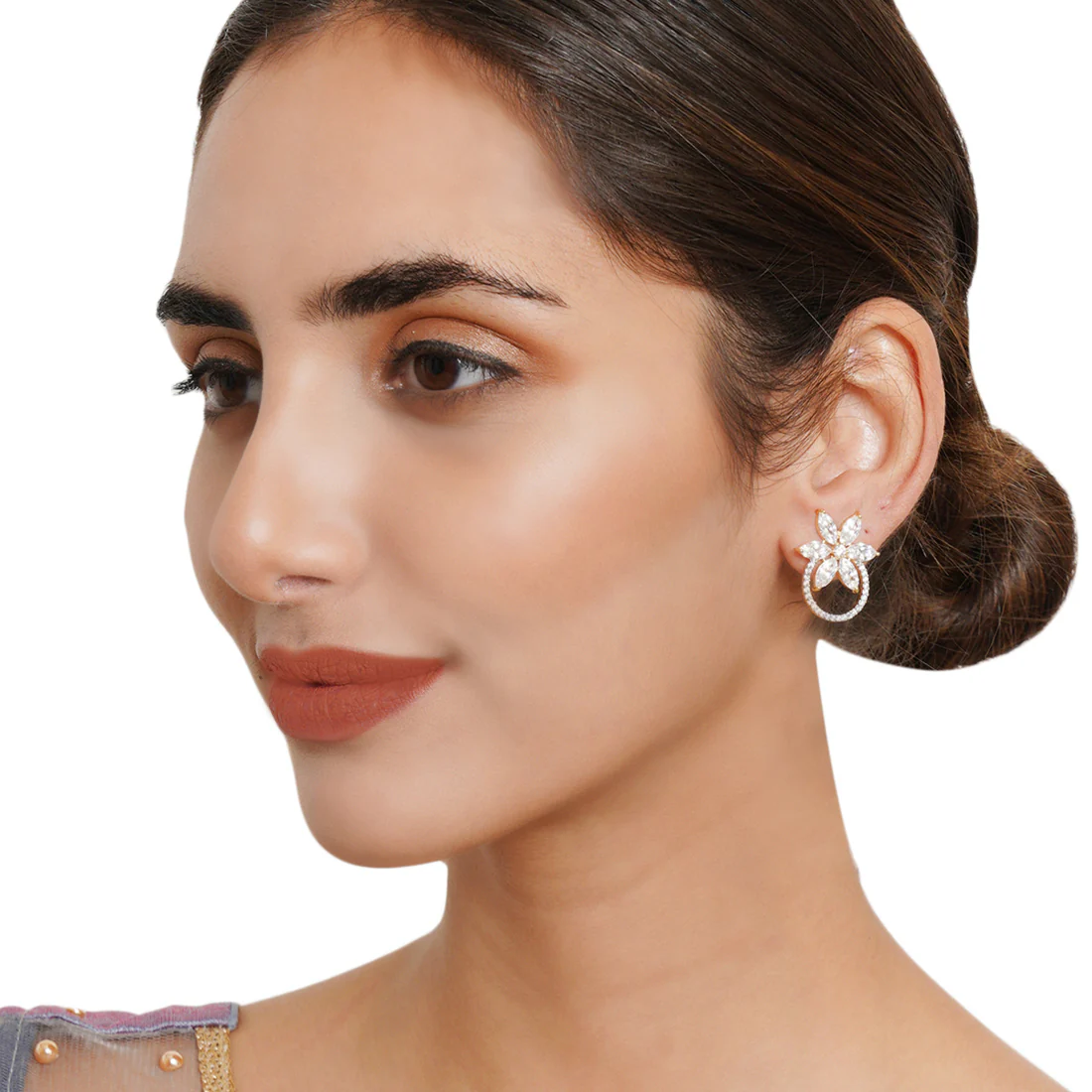 Spakling Essentials Stylish Flower Drop Earrings - Image 2