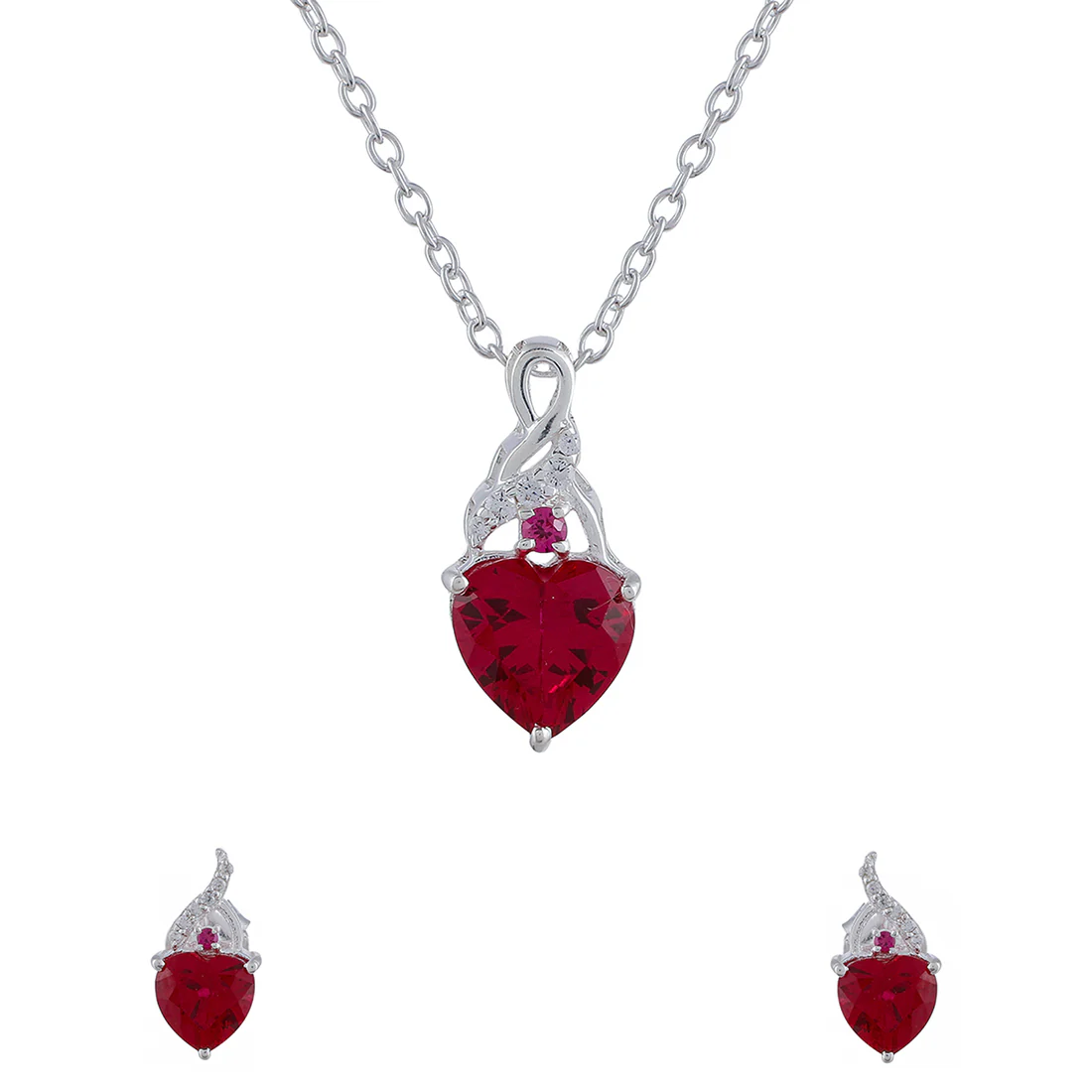Sparkling 925 Sterling Silver CZ Pendant Set - Image 3