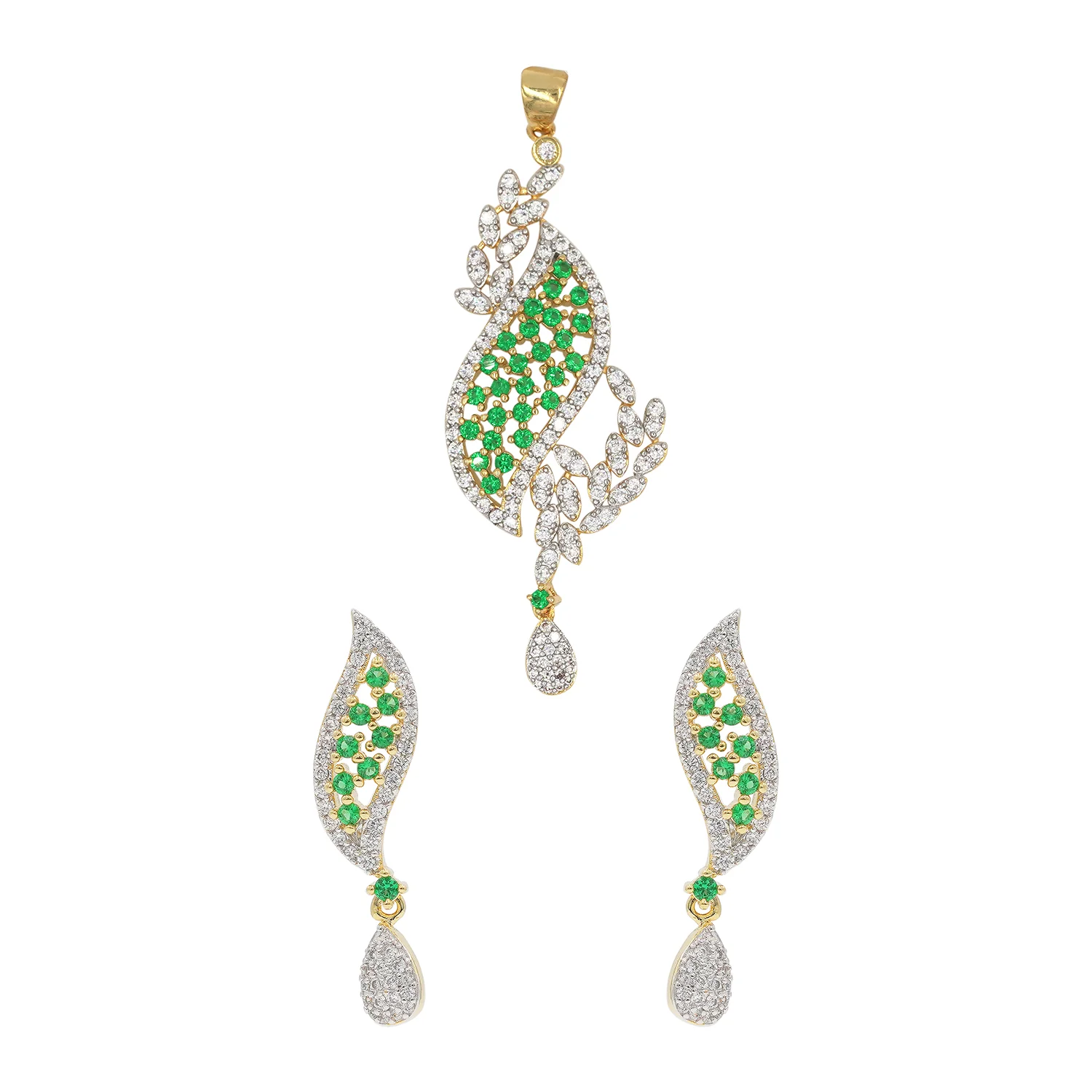 Sparkling CZ Pendant Set- Green - Image 3