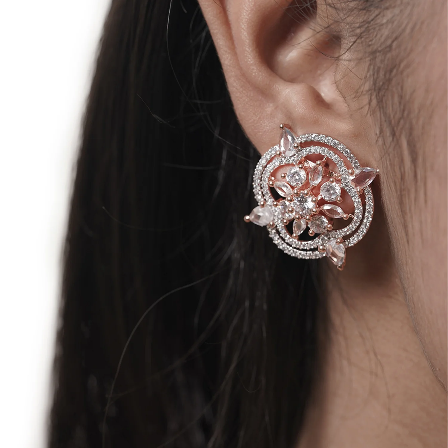 Sparkling CZ Stud Earrings - Image 2