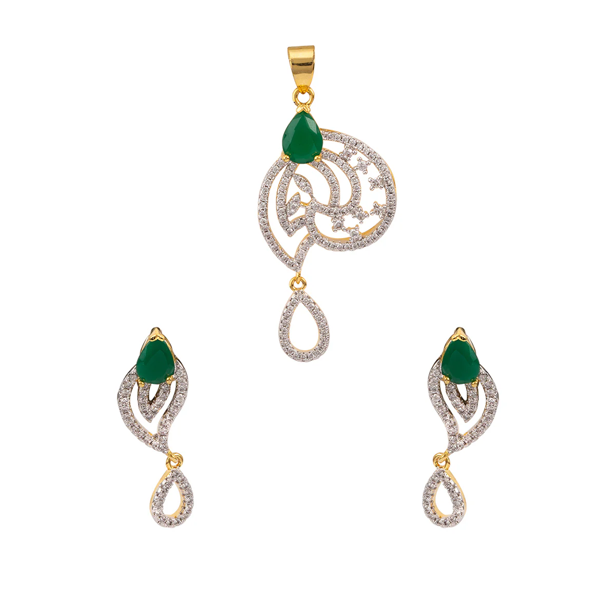 Sparkling Delicate Green CZ Pendant Set