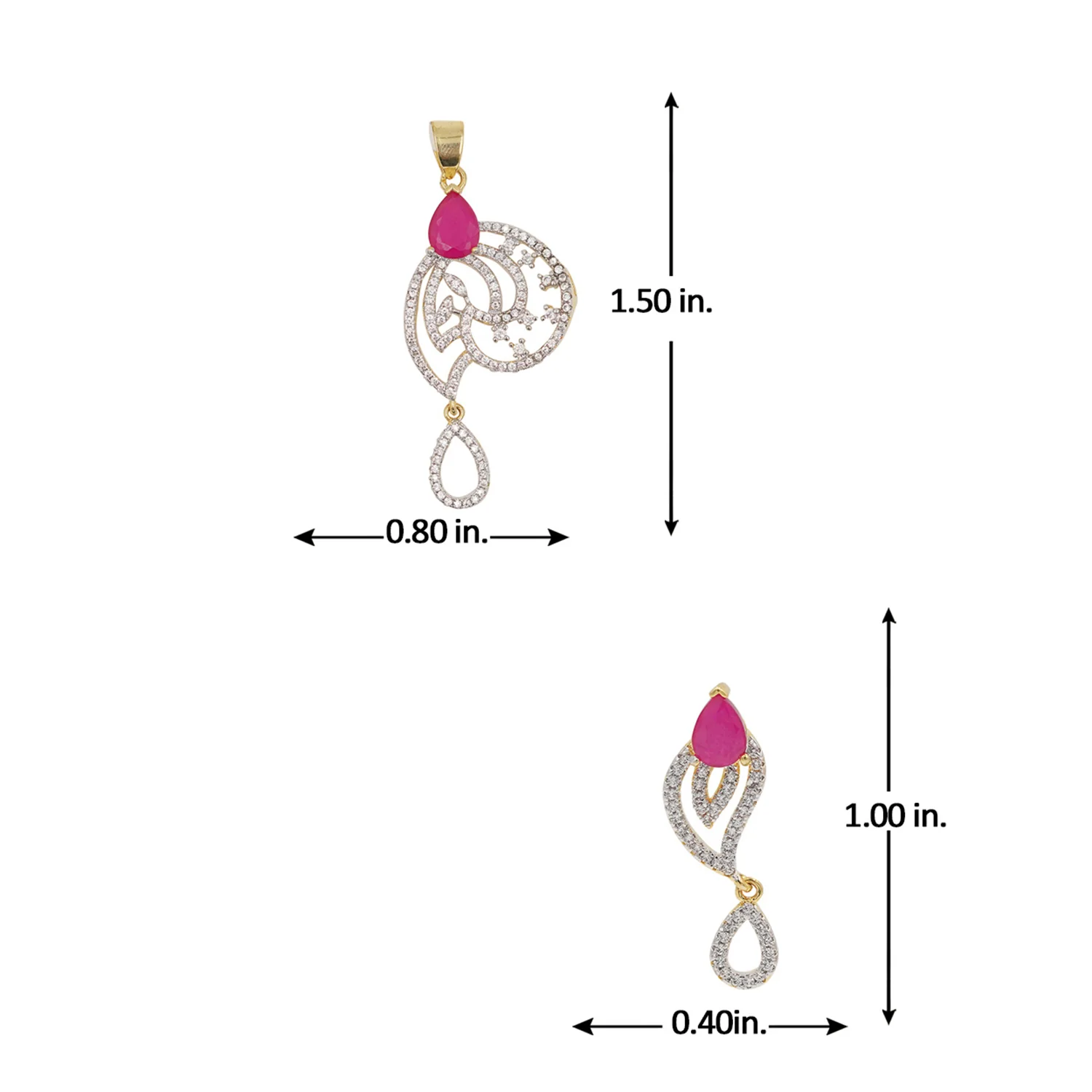 Sparkling Delicate Pink CZ Pendant Set - Image 6