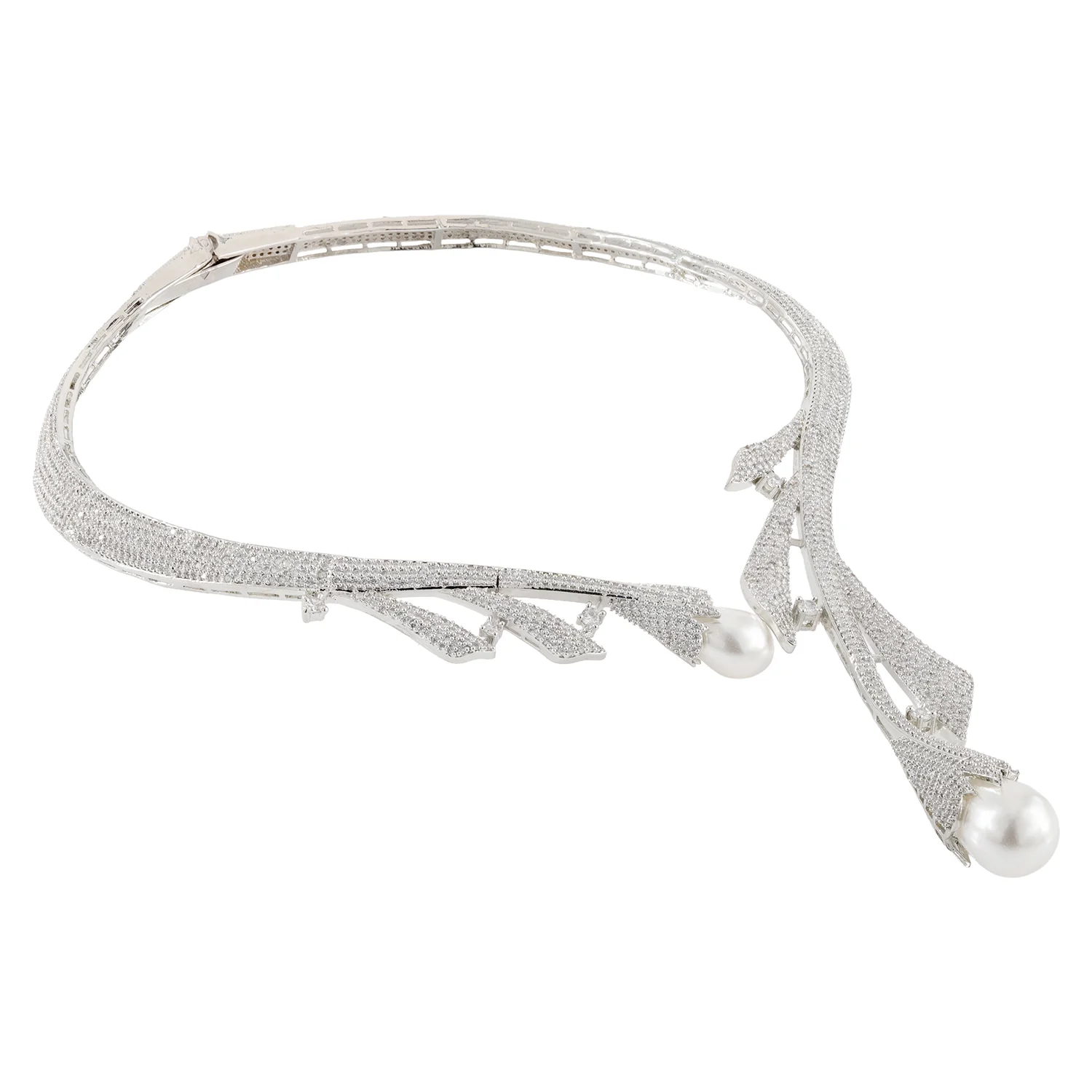 Sparkling Elegance Aaina Pearl-Twirl Hasli Necklace Set - Image 4