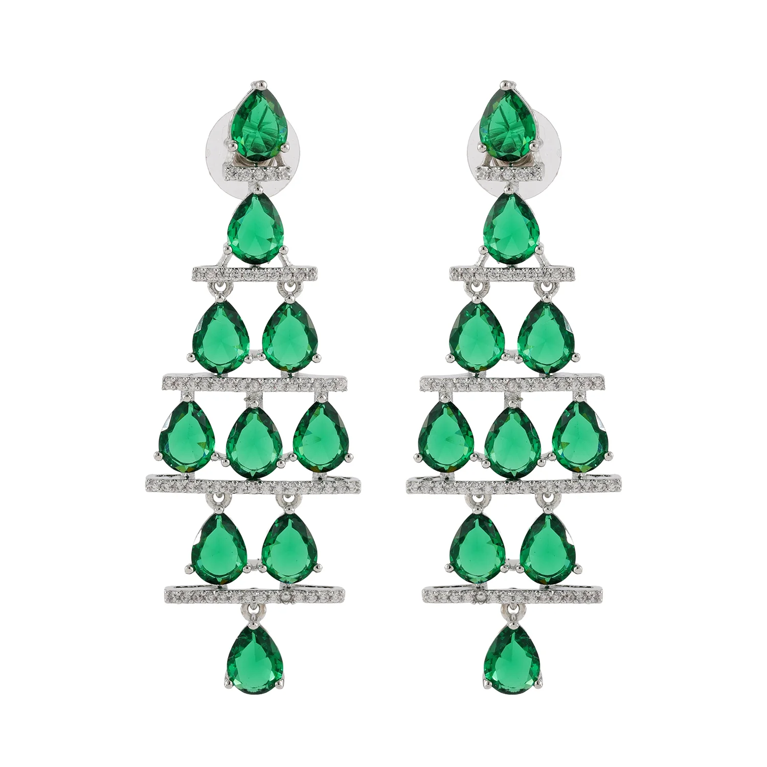Sparkling Elegance Adaa Emerald Raindrop Hasli Necklace Set - Image 5