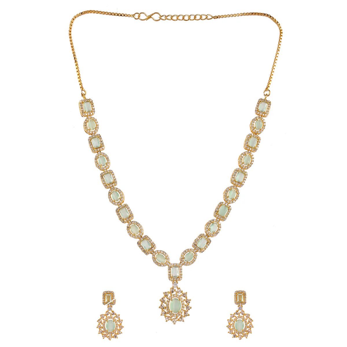Sparkling Elegance Zircons Adorned Gold Plated Jewellery Set - Image 3