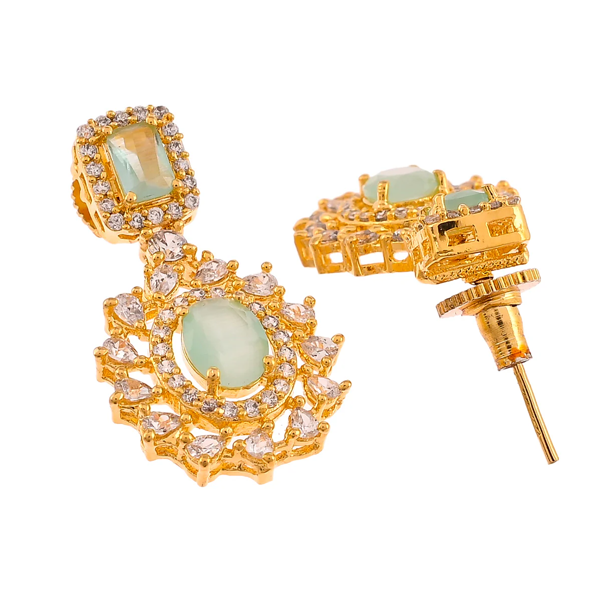 Sparkling Elegance Zircons Adorned Gold Plated Jewellery Set - Image 5