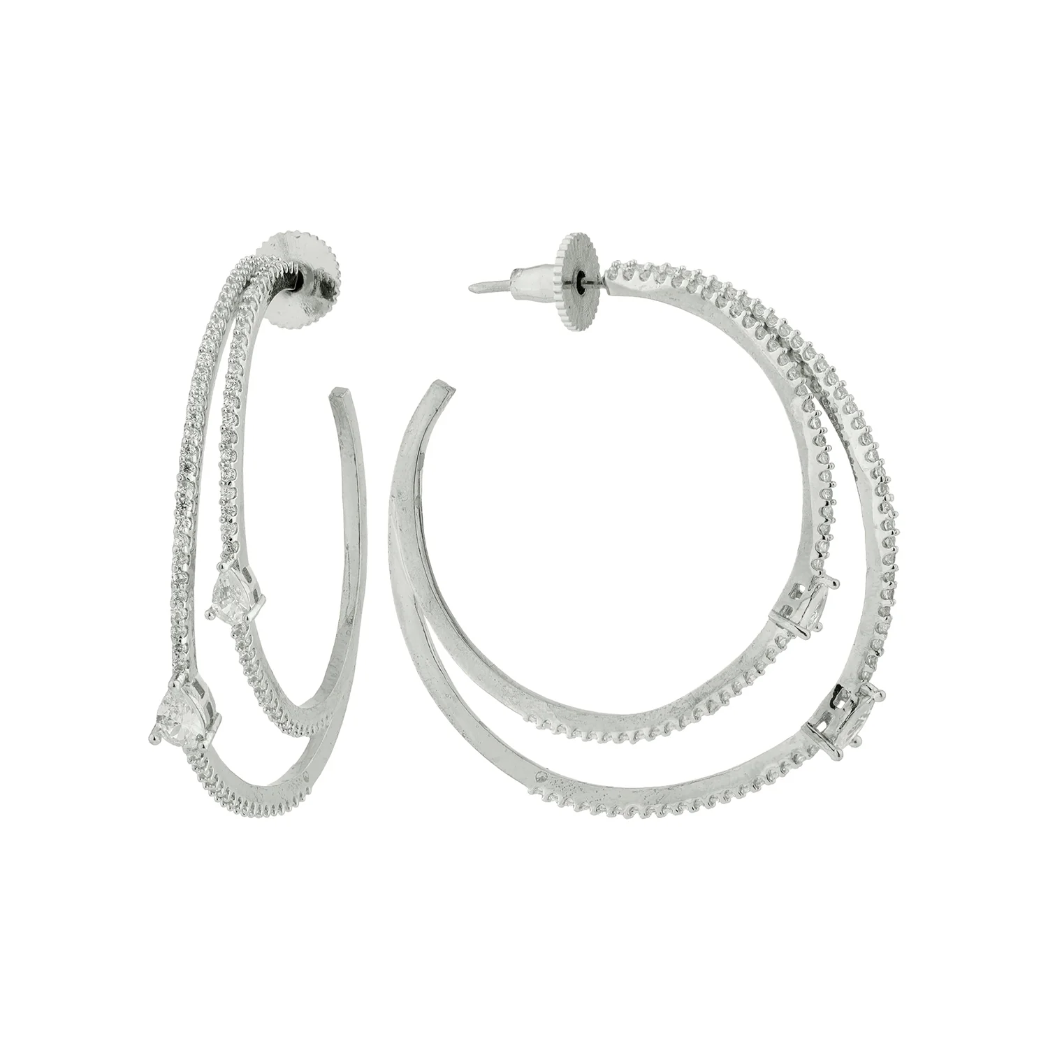 Sparkling Elegance Aurea Halo American Diamond Hoop Earrings - Image 3