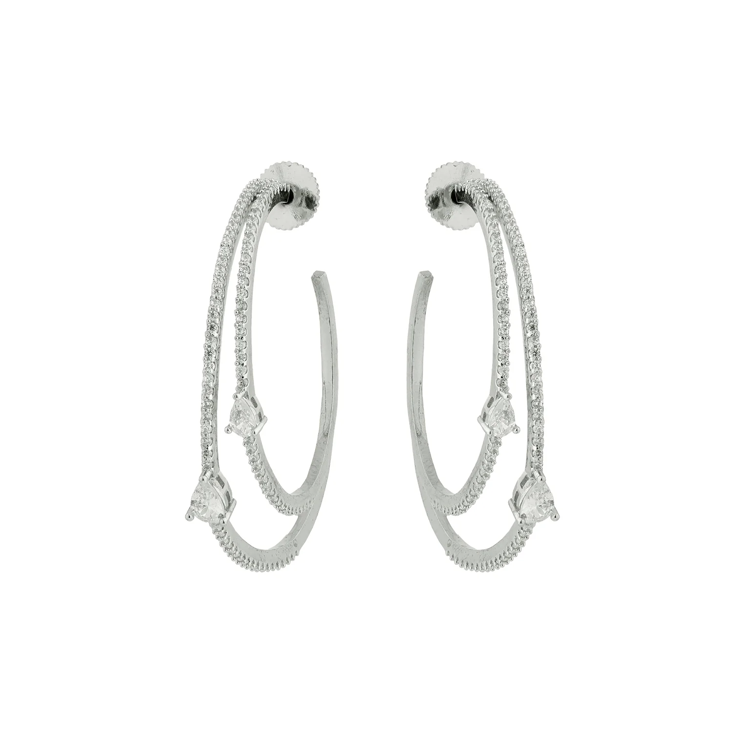 Sparkling Elegance Aurea Halo American Diamond Hoop Earrings - Image 4
