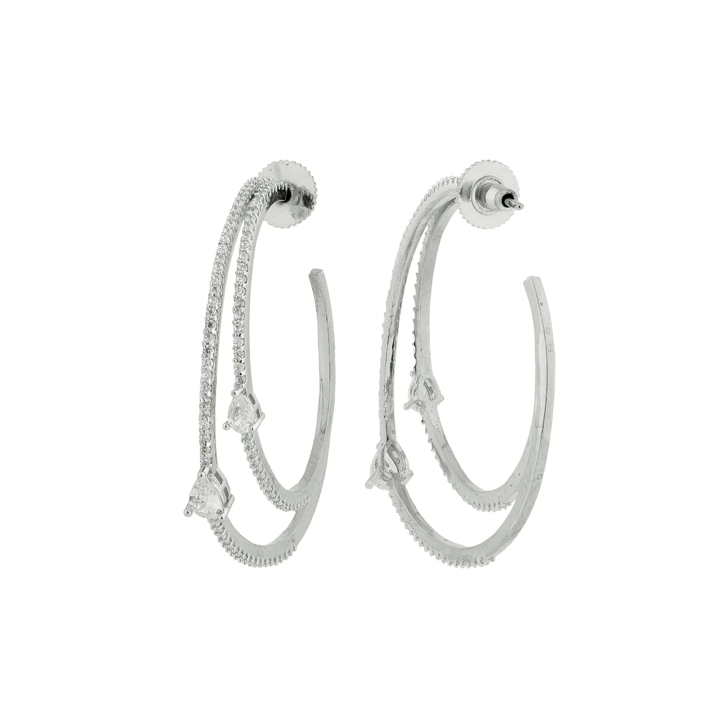 Sparkling Elegance Aurea Halo American Diamond Hoop Earrings - Image 5