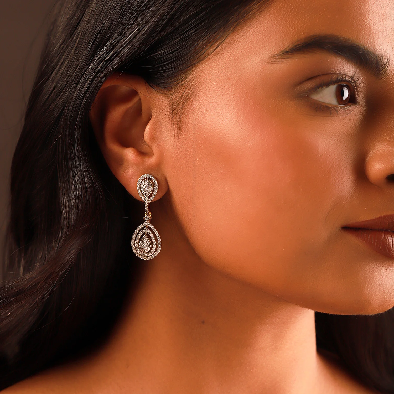 Sparkling Elegance Aurelia Teardrop American Diamond Dangler - Image 2